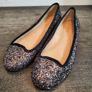 Pelle Moda Silver Glitter Ballet Flats